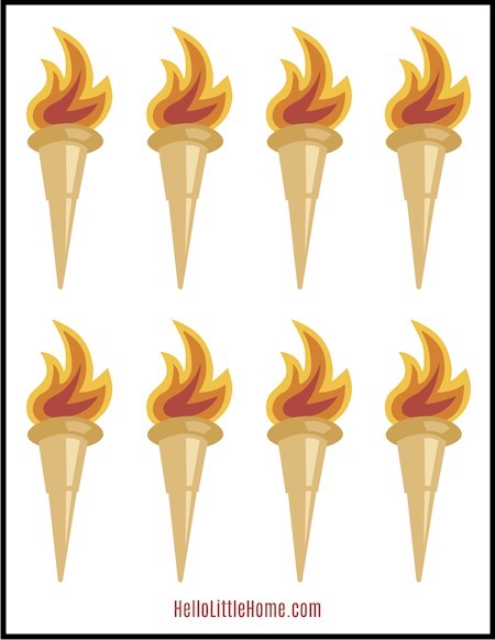 A small image of the olympic torch printable.