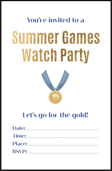 A small image of the summer games party invitations (fill in).
