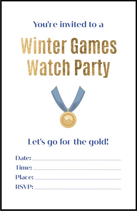 A small image of the winter games party invitations (fill in).