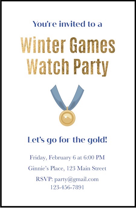 A small image of the printable winter games party invitations (word).
