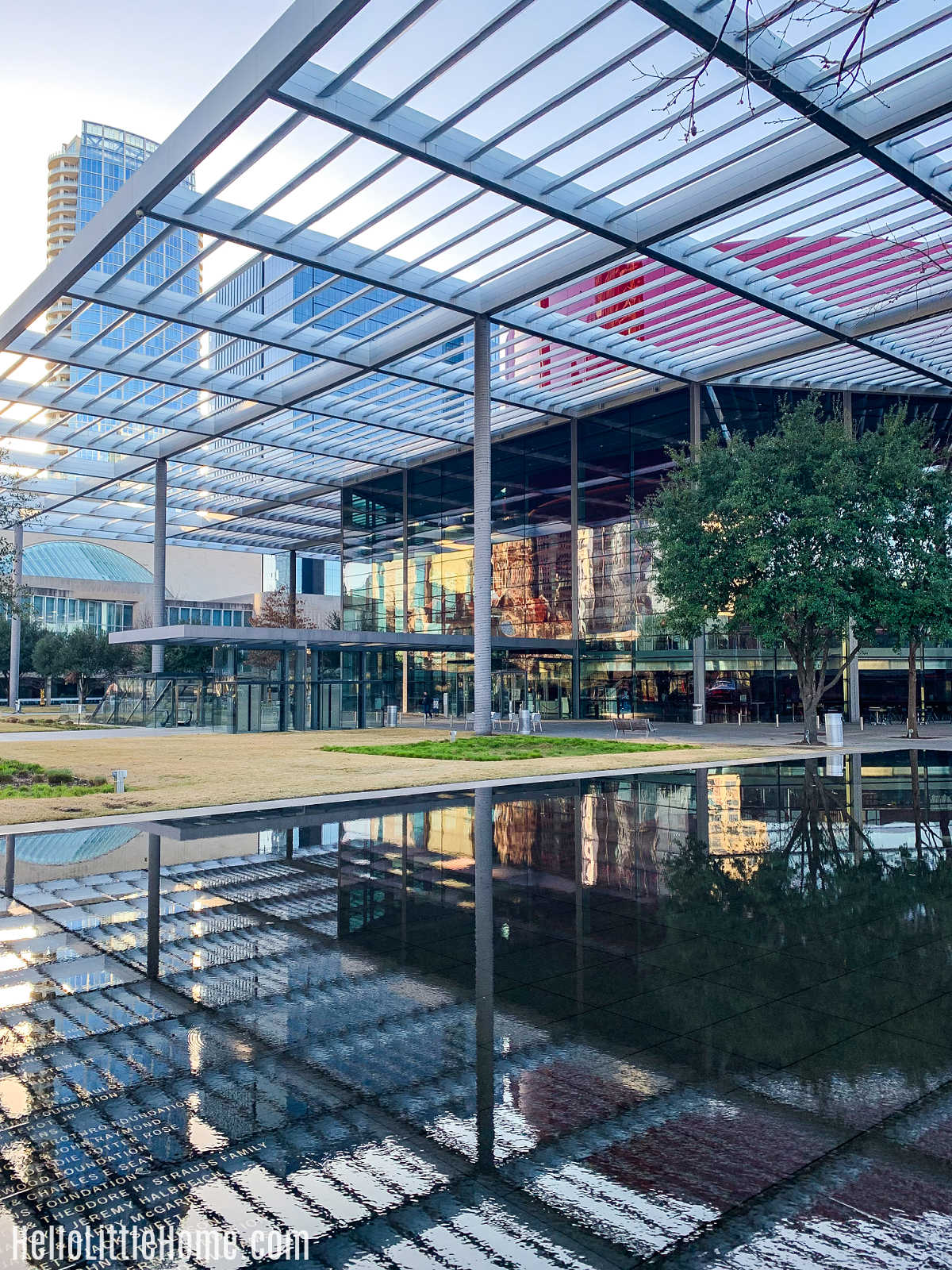 A reflecting pool in the Dallas Arts District.