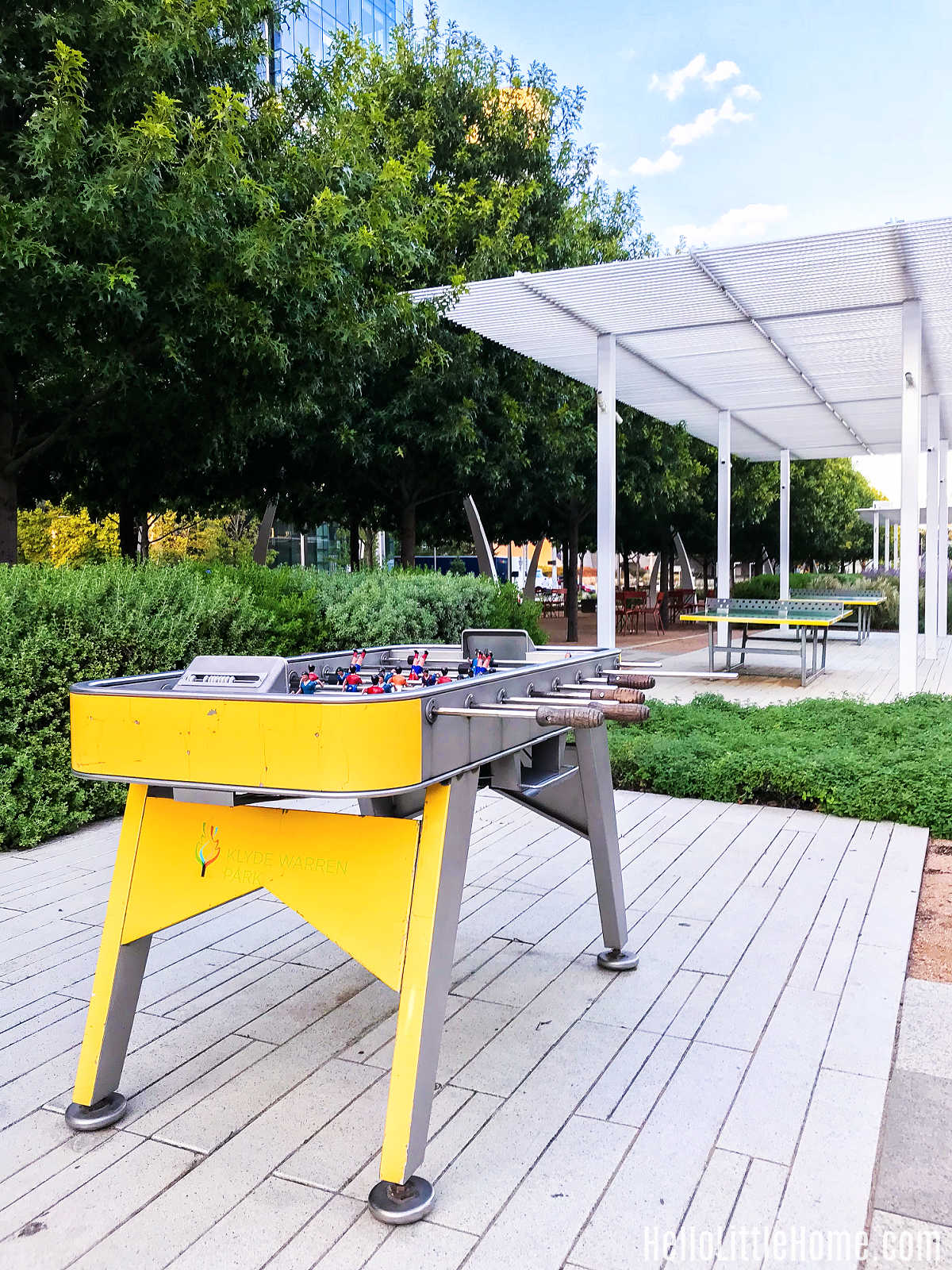 A foosball table in Klyde Warren Park.